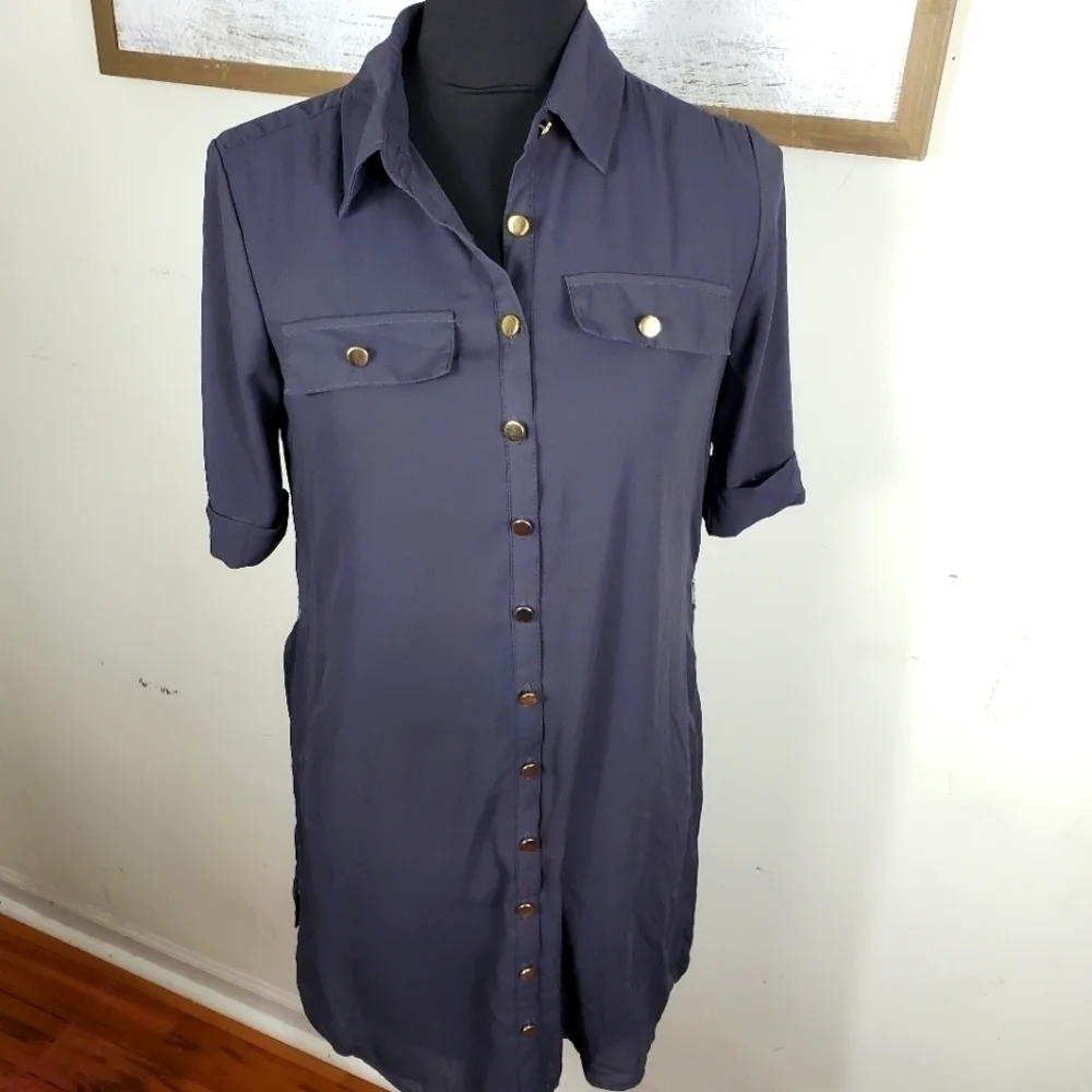 Gracie Charcoal Gray button dress